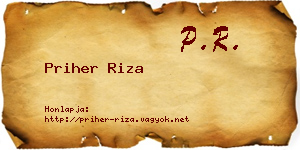 Priher Riza névjegykártya